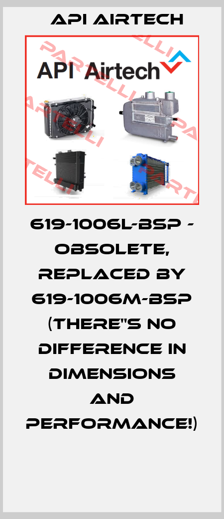 619-1006L-BSP - obsolete, replaced by 619-1006M-BSP (there"s no difference in dimensions and performance!)  API Airtech