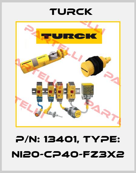p/n: 13401, Type: NI20-CP40-FZ3X2 Turck