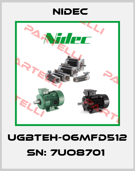 UGBTEH-06MFD512 SN: 7uo8701  Nidec