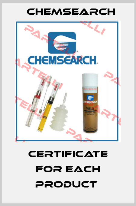 certificate for each product  Chemsearch