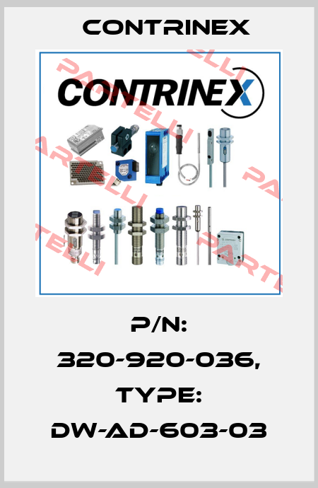 p/n: 320-920-036, Type: DW-AD-603-03 Contrinex