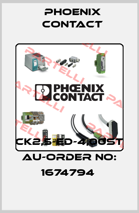 CK2,5-ED-4,00ST AU-ORDER NO: 1674794  Phoenix Contact