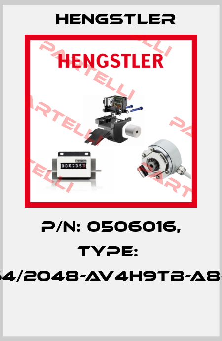 P/N: 0506016, Type:  RI64/2048-AV4H9TB-A8-X0  Hengstler