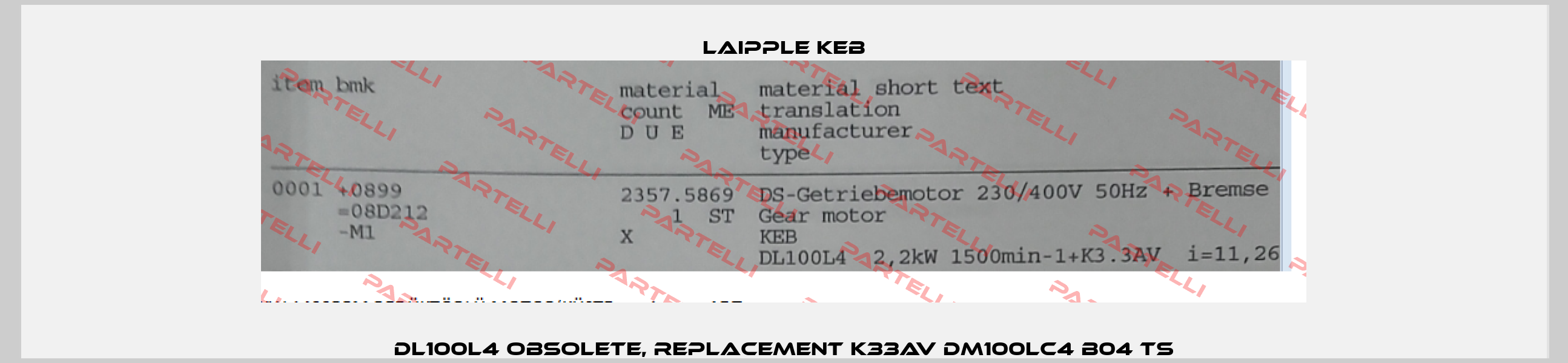 DL100L4 obsolete, replacement K33AV DM100LC4 B04 TS LAIPPLE KEB