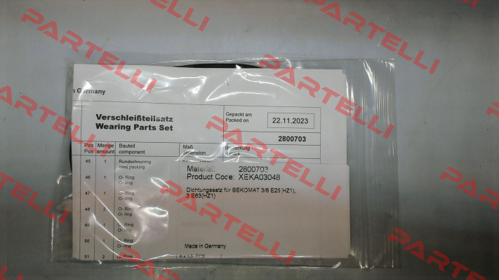 SET OF SEALS FOR BM6EPN25 Beko