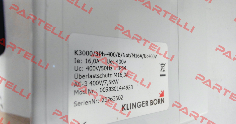 0098.3014 K3000/3Ph-400V/B/Not-Halt/MxA/Uc400V Klinger Born