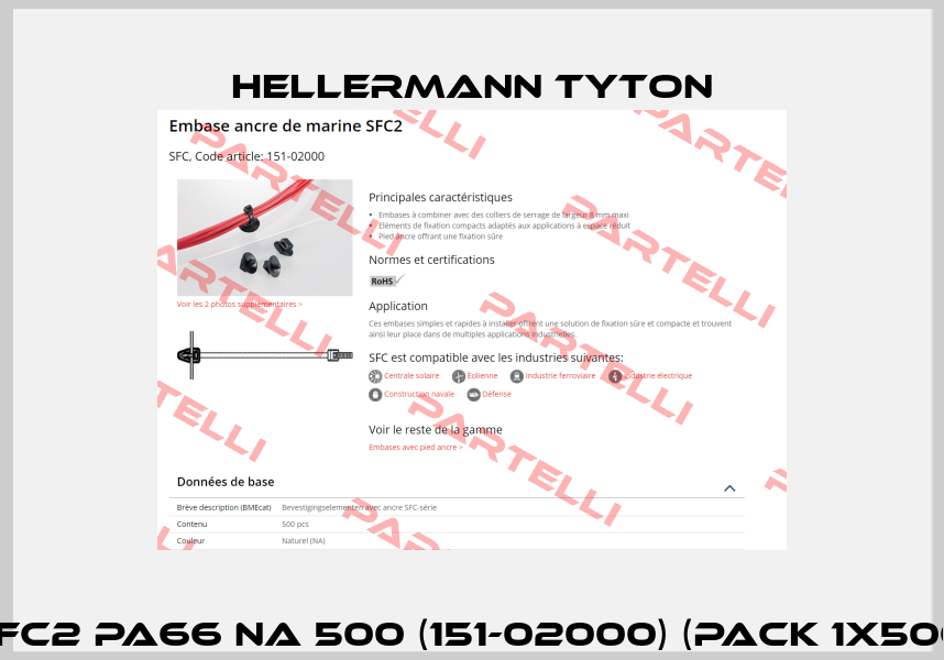 SFC2 PA66 NA 500 (151-02000) (pack 1x500) Hellermann Tyton