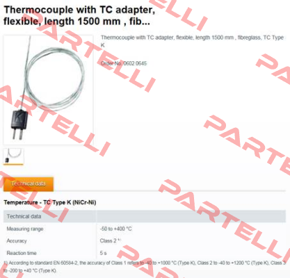 Thermocouple with TC adapter (0602 0645)  Testo