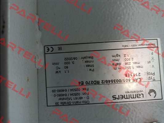 LAF 801/003540/2 RD720 E4 Lammers