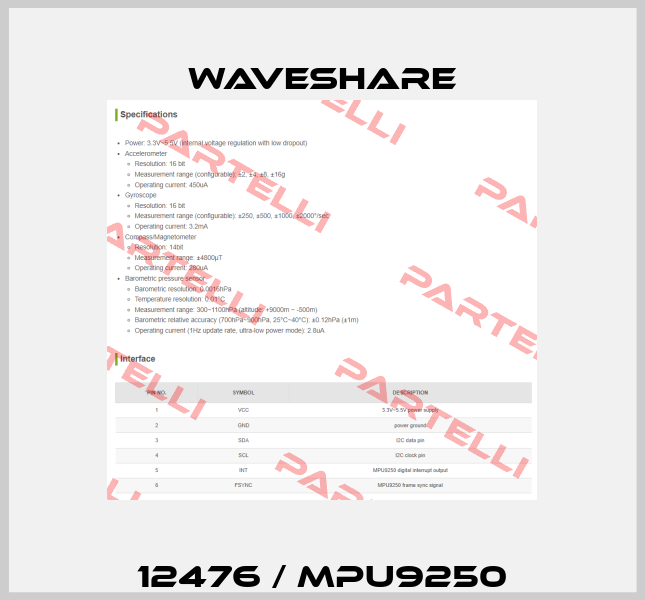 12476 / MPU9250 Waveshare