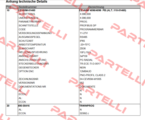 CEV-65-M-01460 PROG + 490-00416 TR Electronic