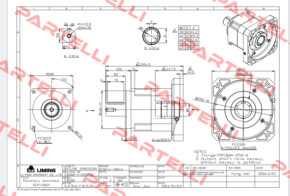 S/N: M418914005 / MODEL: SB-180 LIMING  MACHINERY CO.