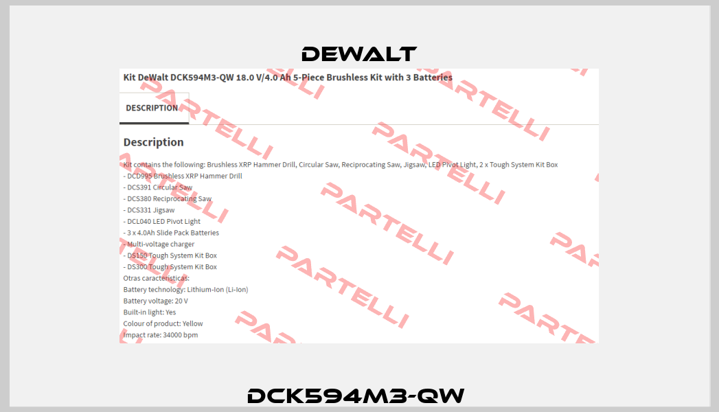 DCK594M3-QW  Dewalt