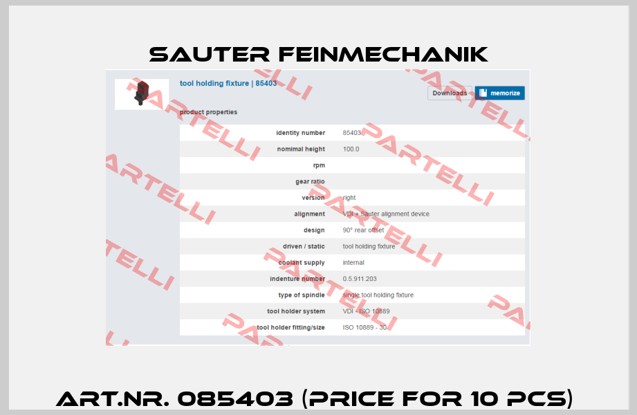 Art.Nr. 085403 (price for 10 pcs)  Sauter Feinmechanik