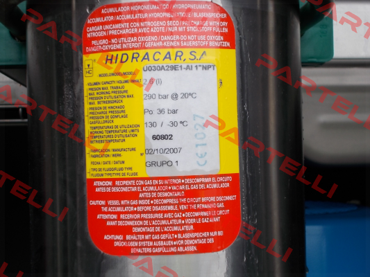 U030A29E1-AI 1"NPT  Hidracar