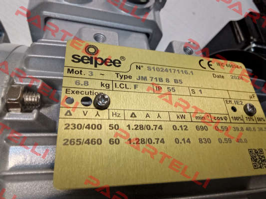 JM 71B 8 0,12KW 230/400-50HZ IC416 V.230 NORME SEIPEE