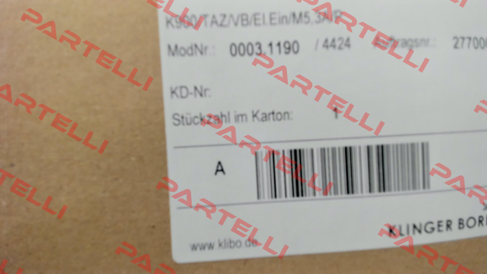 p/n: 0003.1190, Type: K900/TAZ/VB/El.Ein/M5,3A/P Klinger Born