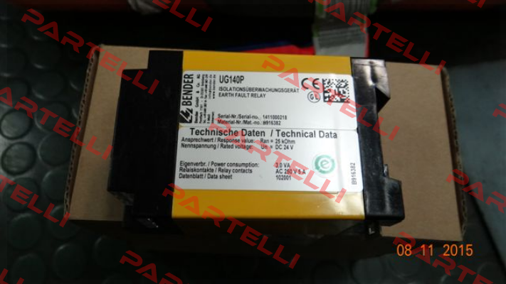 B916382 UG140P DC 24V UG obsolete, replaced by IR425-D4-1 (B91036403) or  B71036320 (isoUG425-D4-4) Bender