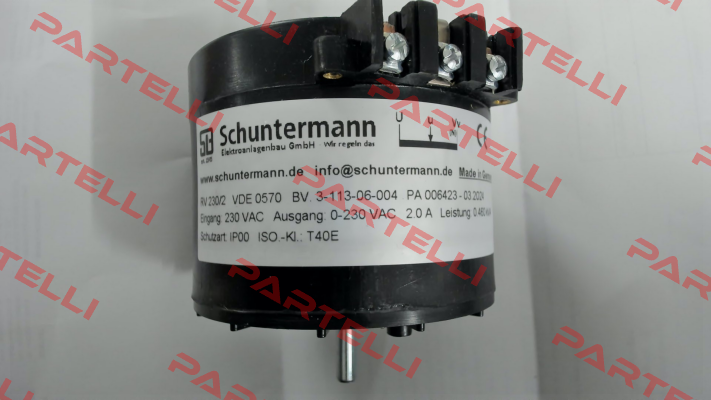 RV 230/2 G060 230/0-230V 2A 3PKT Schuntermann Transformatoren