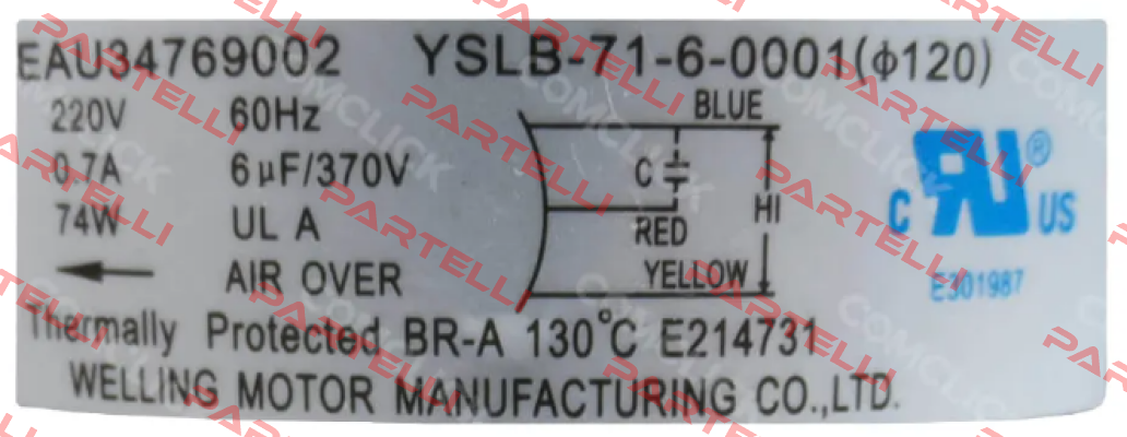 EAU34769002 /YSLB-71-6-001 Guangdong Welling Motor