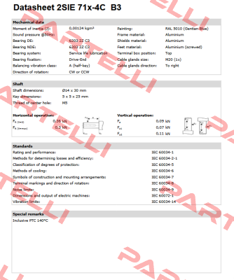 2SIE 071X-4C 0,55kW B3 230/400V-50Hz IE2 Cantoni