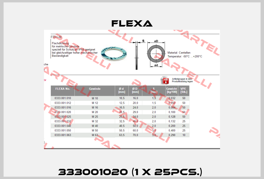 333001020 (1 x 25pcs.)  Flexa