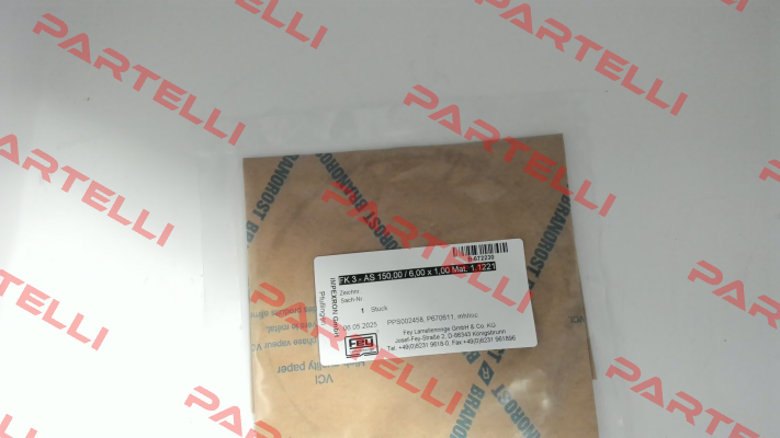 PPS002458 / FK 3 - AS 150,00 / 6,00 x 1,00 Mat. 1.1221 Fey