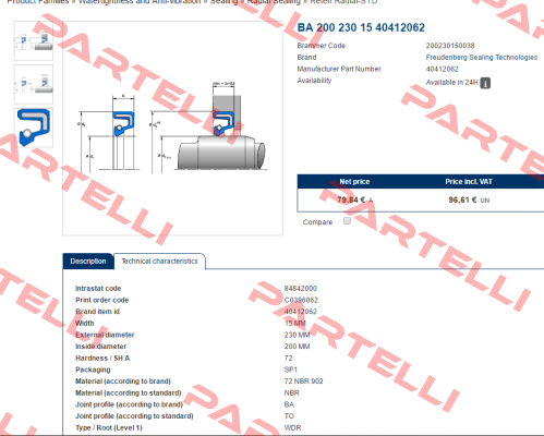 40412062 Simmerring 200X230X15 BA  SIMRIT