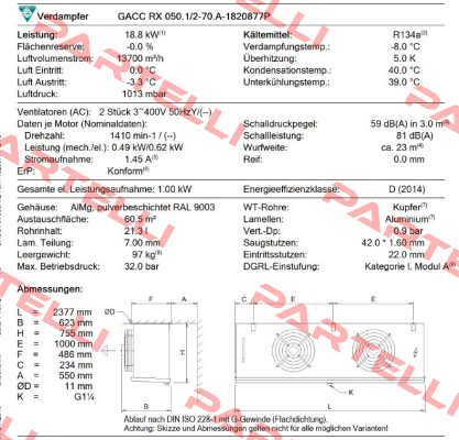 GACC RX 050.1/2-70.A-1820877P  Guntner