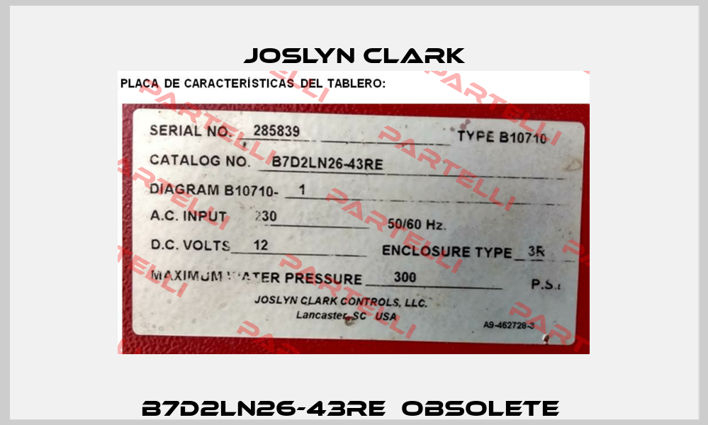B7D2LN26-43RE  obsolete  Joslyn Clark