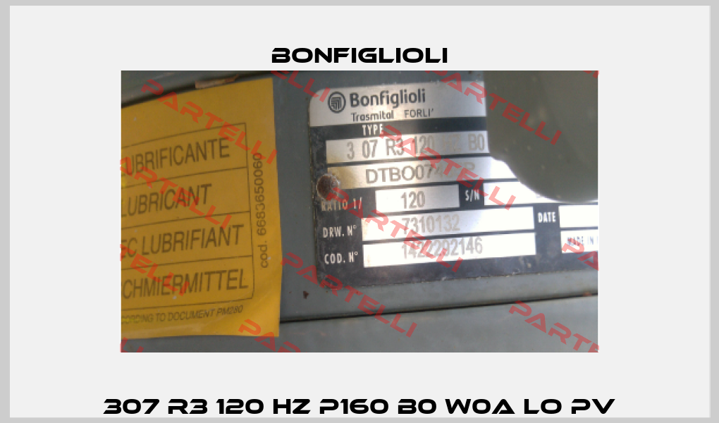 307 R3 120 HZ P160 B0 W0A LO PV Bonfiglioli