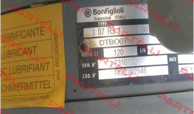 307 R3 120 HZ P160 B0 W0A LO PV Bonfiglioli