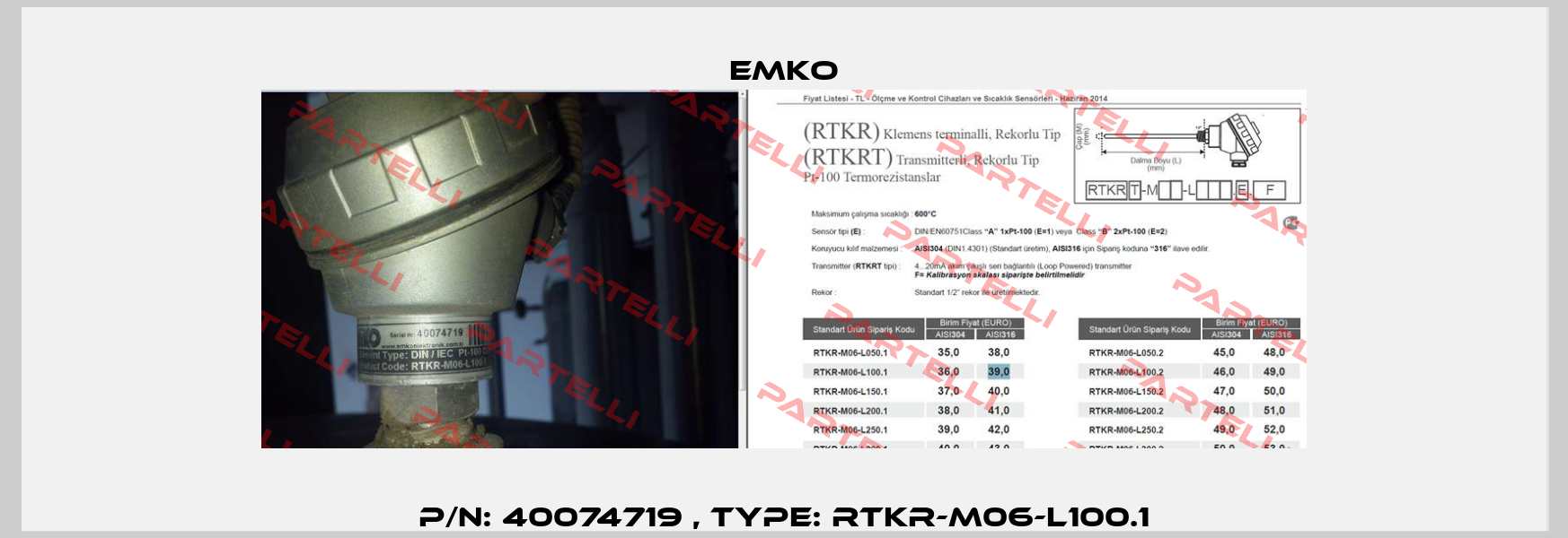 P/N: 40074719 , Type: RTKR-M06-L100.1 EMKO