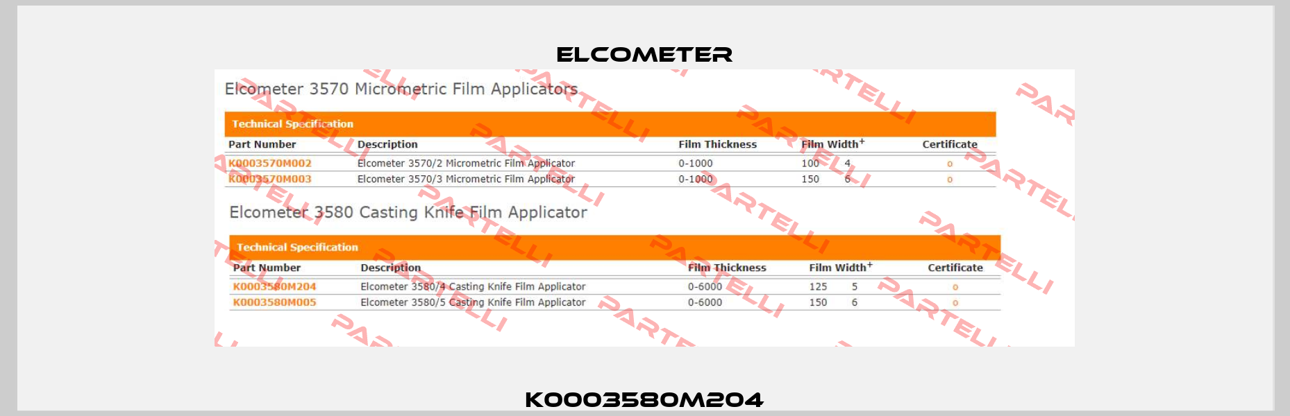 K0003580M204 Elcometer