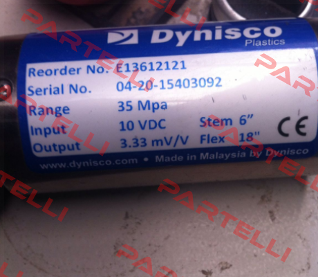 Model: E13612121    (ECHO-MV3-MPA-R21-UNF-HIR-S06-F18-NTR)  Dynisco