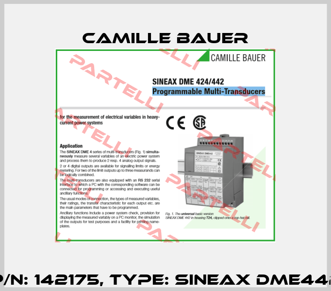 p/n: 142175, Type: SINEAX DME442 Camille Bauer