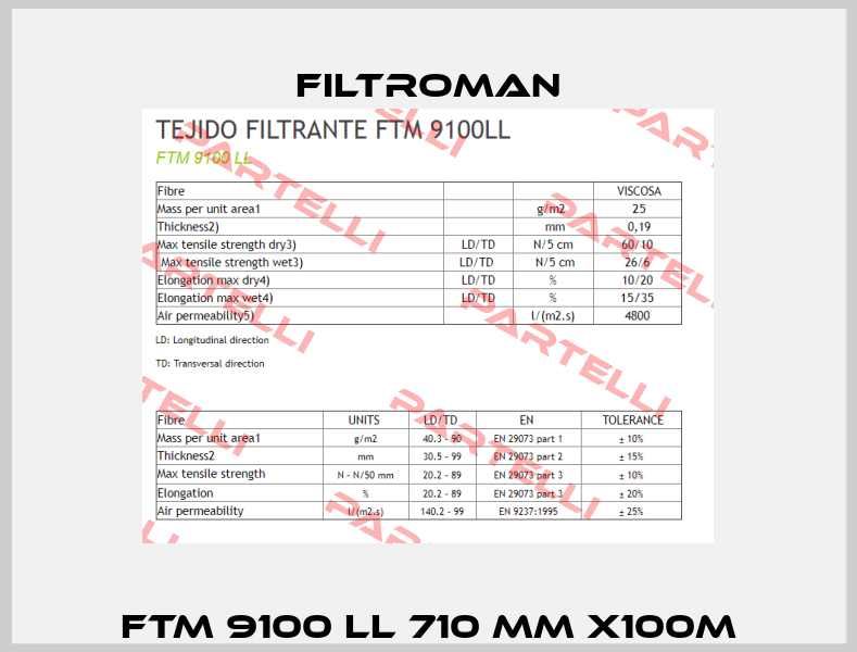  FTM 9100 LL 710 MM X100M  Filtroman