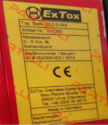 SENS CO2-5-IR4 obsolete, replacement Sens CO2-5-IR2  ExTox Gasmess-Systeme