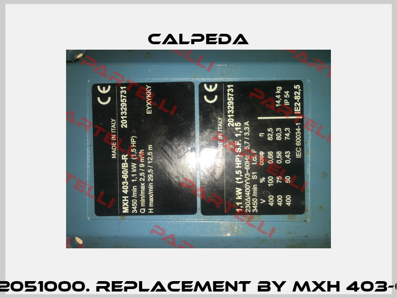 62242051000. replacement by MXH 403-60/C-1 Calpeda