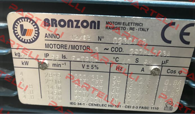 0230118 ( OEM code RCOMV 00021  ) Bronzoni