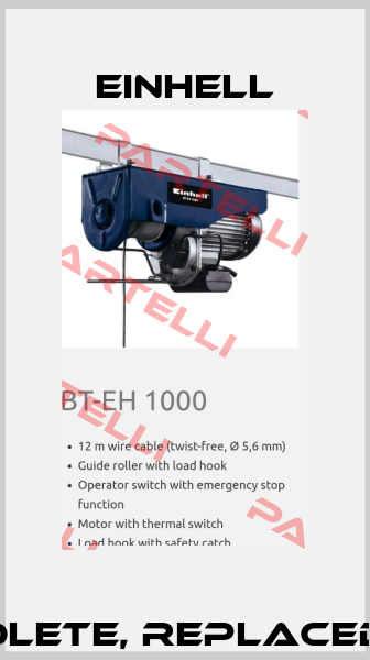 BT-EH 1000 obsolete, replaced by   TC-EH 1000 Einhell