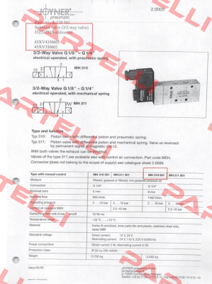 J3221221S, Type: MH 310801 G1/4 Joyner Pneumatic