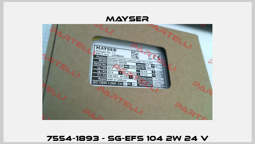 7554-1893 - SG-EFS 104 2W 24 V Mayser