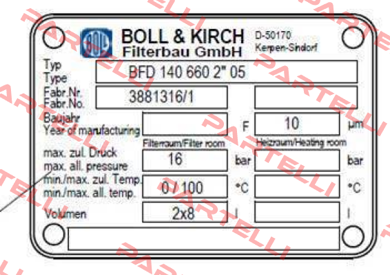 Type: BFD 140 660 2*05 Boll Kirch