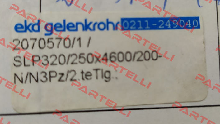 SLP 320 /250 x 4600 / 200-N/N 3Pz/2.te Tlg. Ekd Gelenkrohr