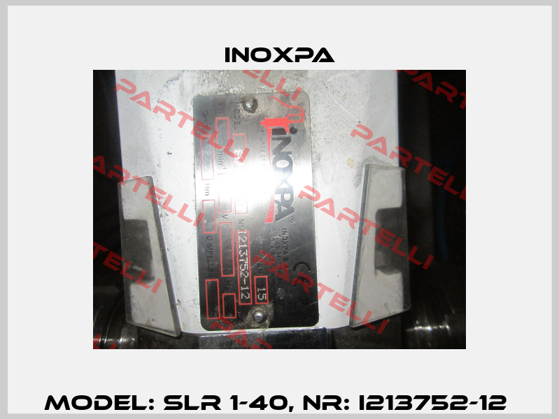 Model: SLR 1-40, Nr: I213752-12  Inoxpa
