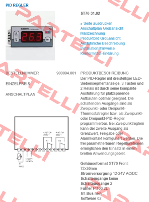 ST70-31.02 obsolete no replacement Stork tronic