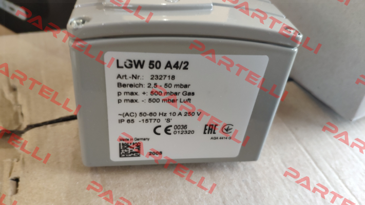 LGW 3 A4/2 AG-G3-MS9-V0-VS3 ST-SER 1P + CABLE SOCKET 3-PIN + PE GREY Dungs