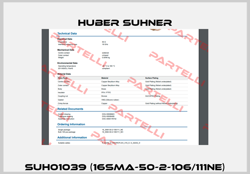 SUH01039 (16SMA-50-2-106/111NE) Huber Suhner