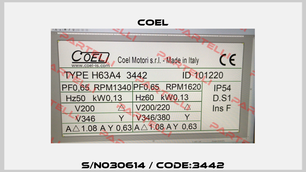 S/N030614 / Code:3442 Coel
